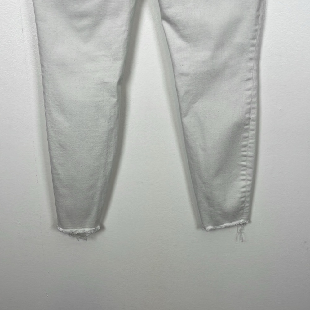Spanx Distressed Pull-On Skinny Raw Hem Jeans 2 Back Pockets Stretch White Pants - Picture 6 of 9